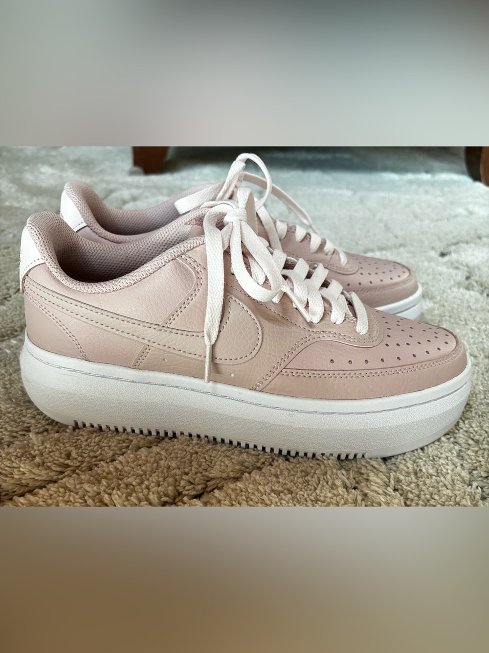 Nike Women’s Platform Sneakers in Blush Pink and White